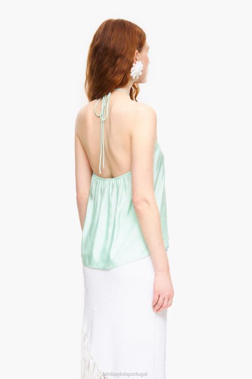 menta verde roupas 64X4N331 top franzido Bimba Y Lola