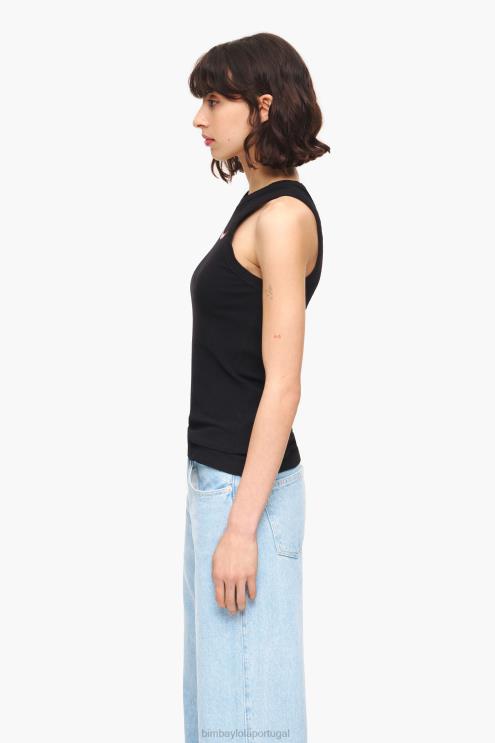 preto roupas 64X4N245 top de pimenta ajustado Bimba Y Lola