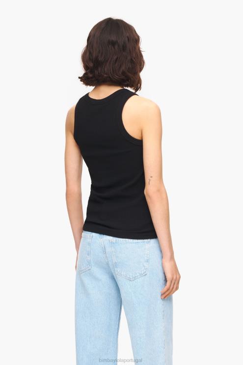 preto roupas 64X4N245 top de pimenta ajustado Bimba Y Lola