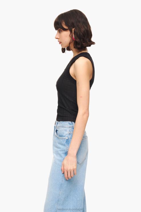 preto roupas 64X4N248 top ajustado Bimba Y Lola