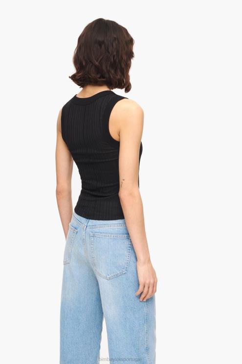 preto roupas 64X4N248 top ajustado Bimba Y Lola