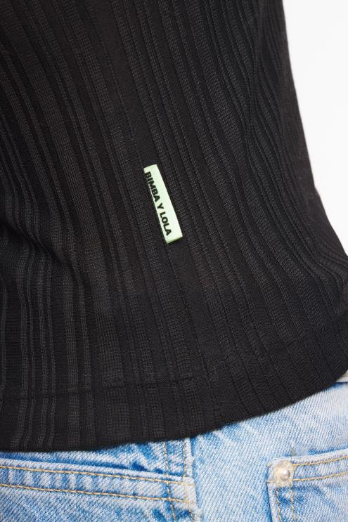 preto roupas 64X4N248 top ajustado Bimba Y Lola