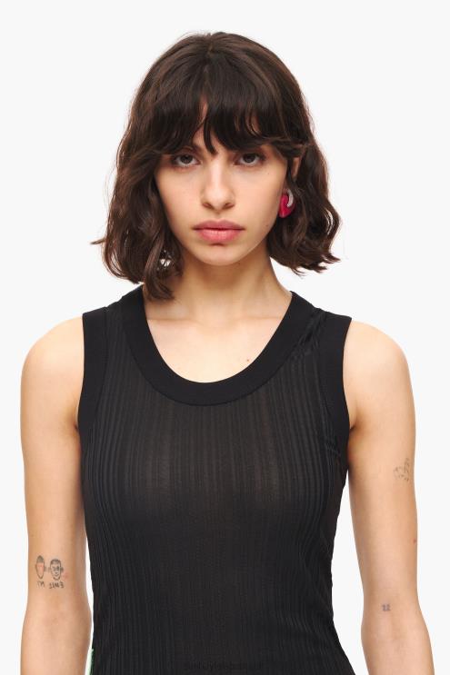 preto roupas 64X4N248 top ajustado Bimba Y Lola