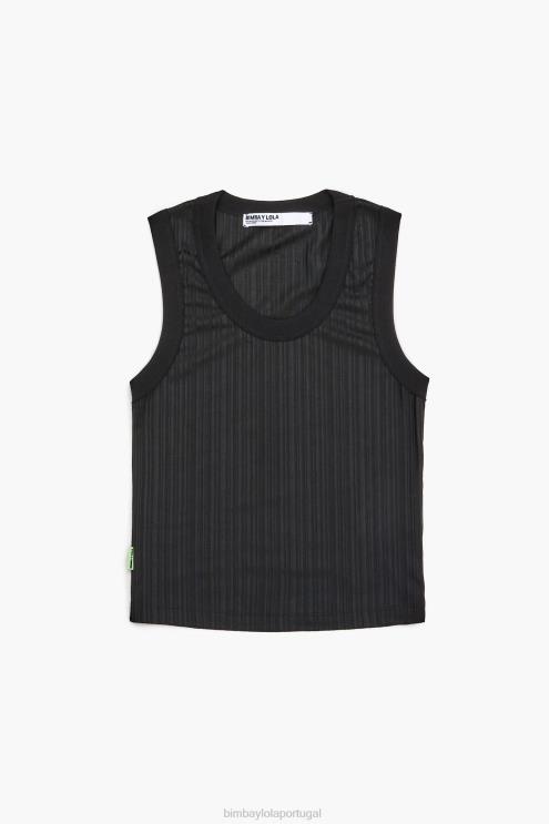 preto roupas 64X4N248 top ajustado Bimba Y Lola