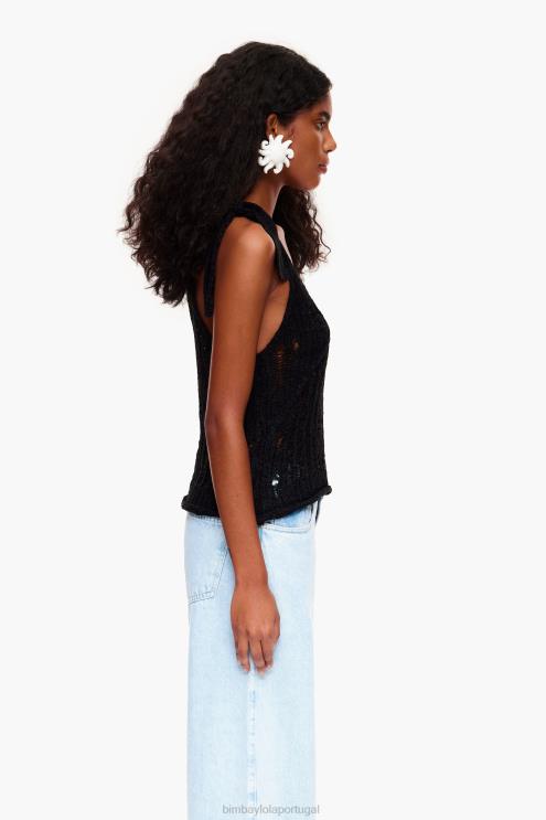 preto roupas 64X4N264 top de crochê Bimba Y Lola