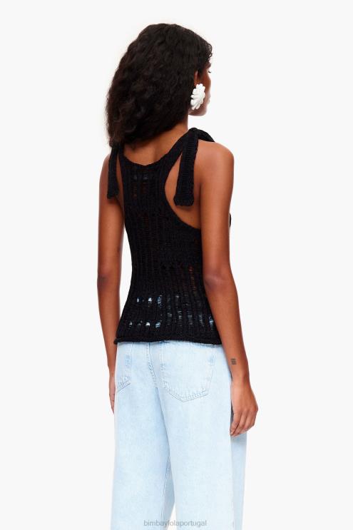 preto roupas 64X4N264 top de crochê Bimba Y Lola