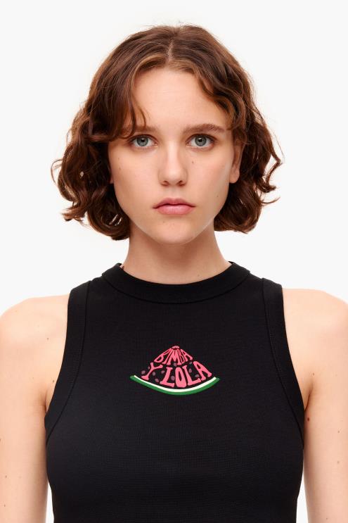 preto roupas 64X4N272 topo de logotipo de melancia Bimba Y Lola