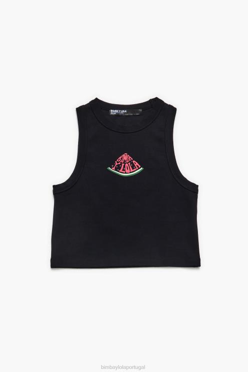 preto roupas 64X4N272 topo de logotipo de melancia Bimba Y Lola