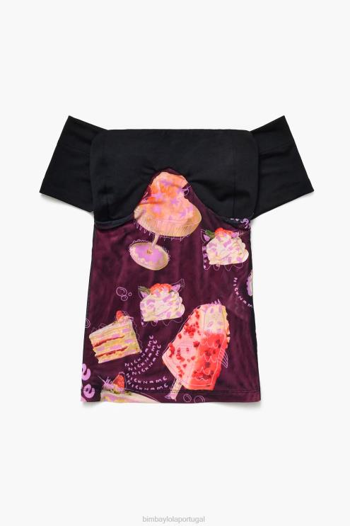 preto roupas 64X4N342 top de impressão de foto de apelido Bimba Y Lola