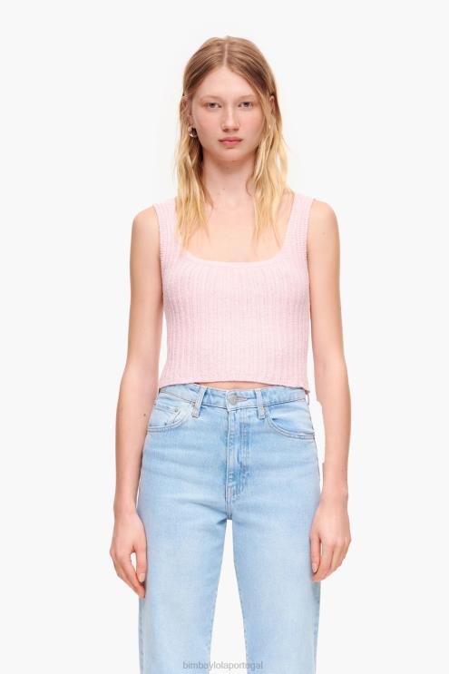 rosa roupas 64X4N314 top ajustado com nervuras Bimba Y Lola