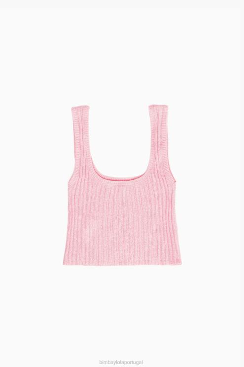 rosa roupas 64X4N314 top ajustado com nervuras Bimba Y Lola