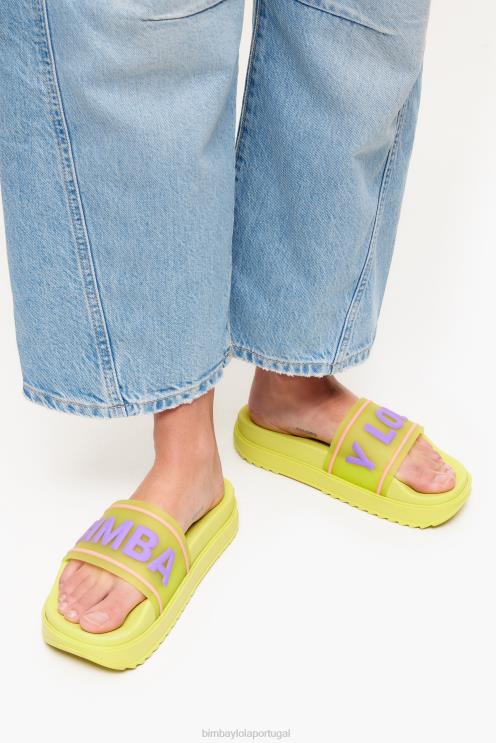 amarelo footwewar 64X4N589 flip-flop de plataforma de logotipo Bimba Y Lola