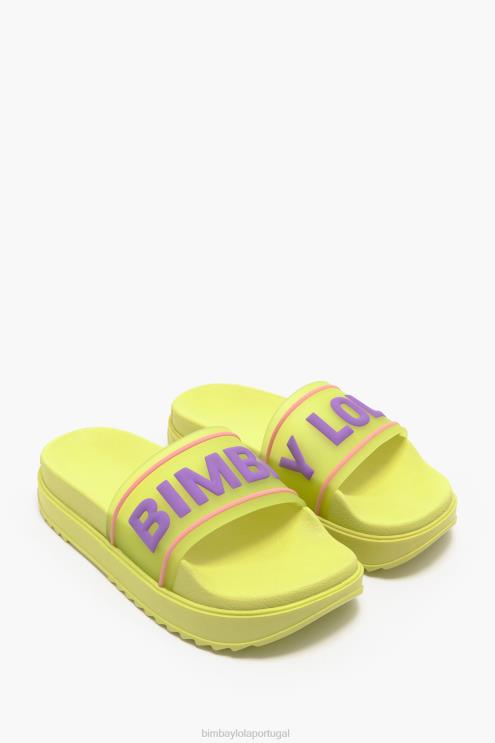 amarelo footwewar 64X4N589 flip-flop de plataforma de logotipo Bimba Y Lola