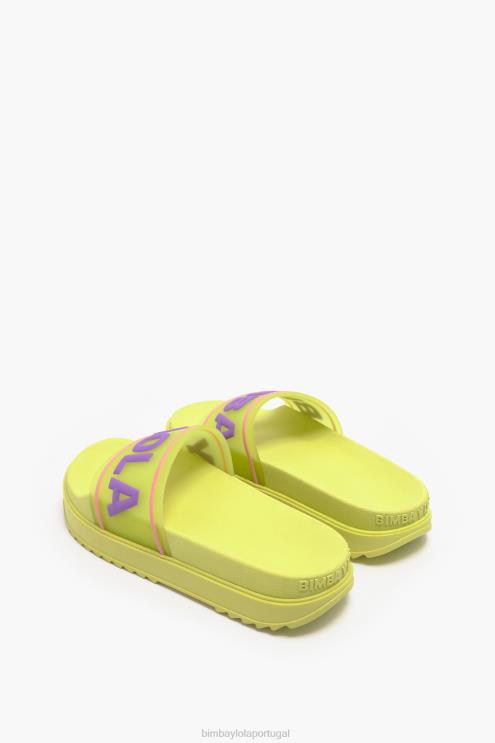 amarelo footwewar 64X4N589 flip-flop de plataforma de logotipo Bimba Y Lola