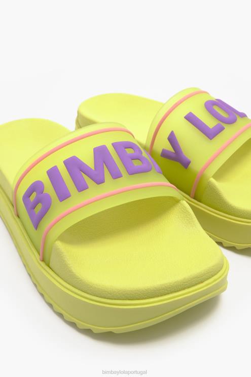 amarelo footwewar 64X4N589 flip-flop de plataforma de logotipo Bimba Y Lola