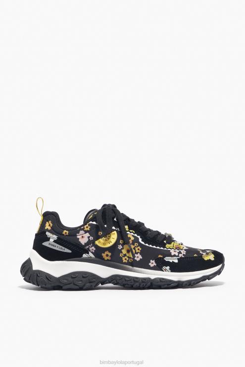 preto footwewar 64X4N544 tênis pulpo runner de flores acrílicas Bimba Y Lola