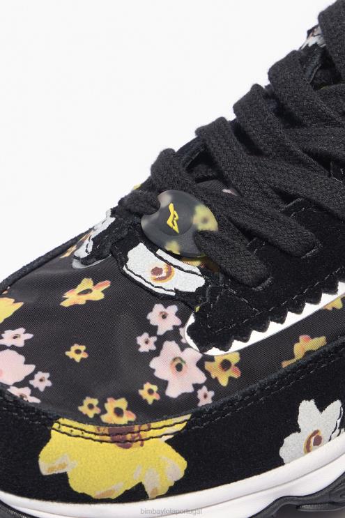 preto footwewar 64X4N544 tênis pulpo runner de flores acrílicas Bimba Y Lola